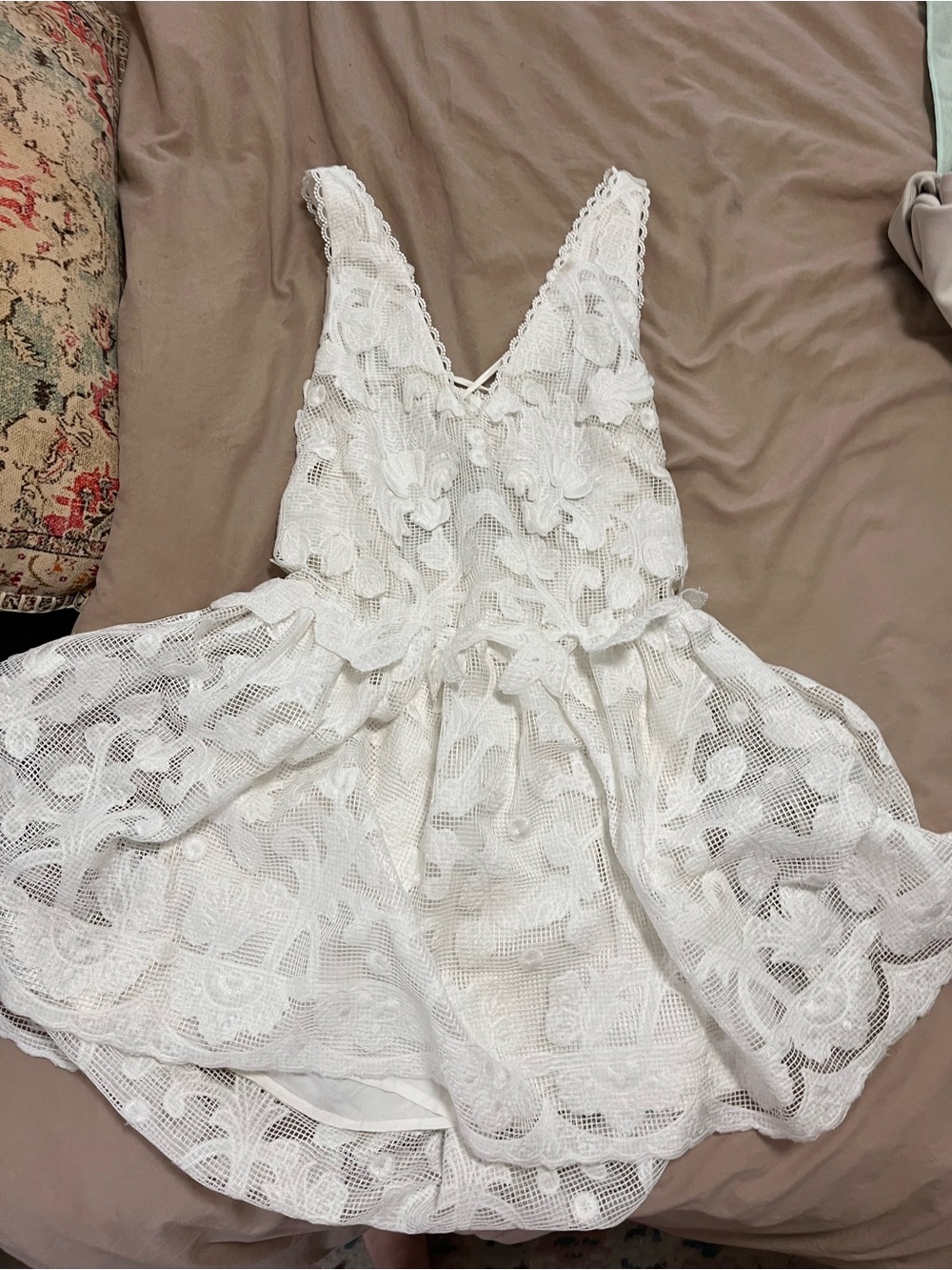 Bridal white Lace Fit-and-Flare Mini Dress